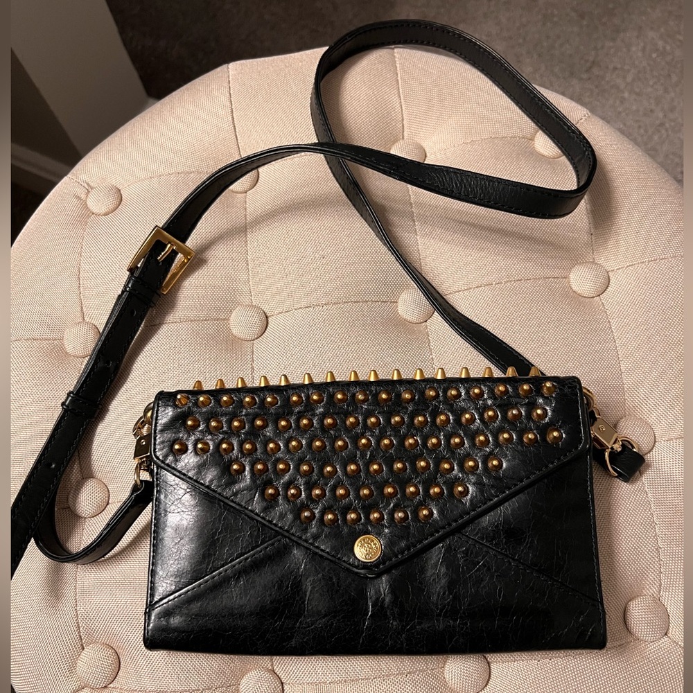 Rebecca Minkoff Black and Gold Studded Crossbody Bag